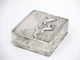 3.5 in - European Silver Antique German Fox Hunting Snuff Box