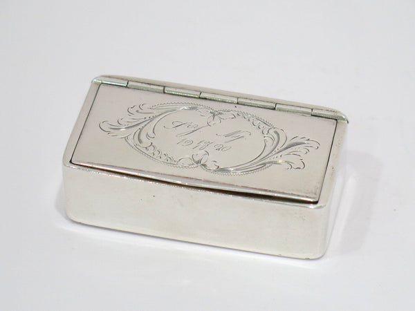 2 5/8 in - Sterling Silver Gold Wash Interior Antique Swedish c. 1912 Snuff Box