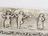 5.5 in - European Silver Antique German Hanau Dancing Playing Cards Scene Box