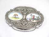 7.75 in - European Silver Gilt Interior Enamel Antique Continental Nobleman Box