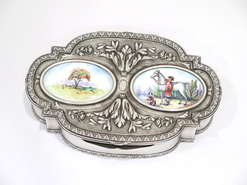 7.75 in - European Silver Gilt Interior Enamel Antique Continental Nobleman Box