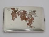 4 3/8 in - Sterling Silver Antique Japanese Traditional Fan Dance Cigarette Case