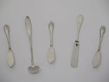 European Silver Antique German Mini Ladle & 4 Butter Knives/Jelly Spreaders Set