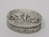 2 3/8 in - European Silver Gilt Interior Antique German Three Cupids Snuff Box