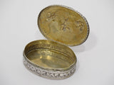 2 3/8 in - European Silver Gilt Interior Antique German Three Cupids Snuff Box