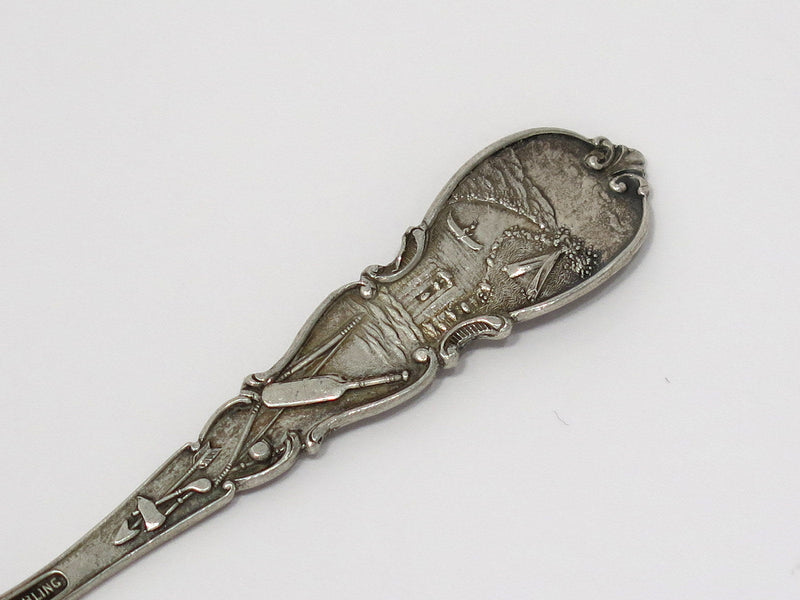 4 in - Sterling Silver Gilt CB & H Antique Native American Themed Teaspoon