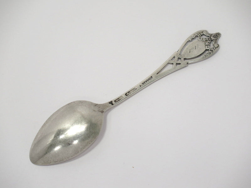 5 3/8 in - Sterling Silver A. Newsalt Antique Floral Garland Openwork Teaspoon