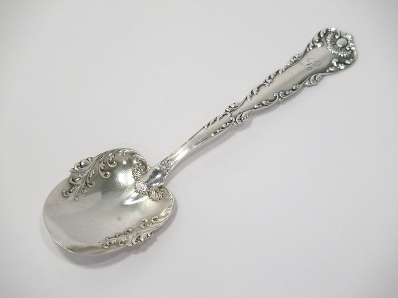 5.5 in - Sterling Silver Whiting Antique Floral Scroll Serving Spoon
