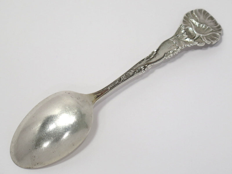 5 1/8 in - Sterling Silver Manchester Silver Co. Antique Poppy Flower Teaspoon