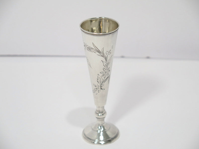 4 5/8 in - 84 Silver Antique Russian Floral Vodka Shot Goblet