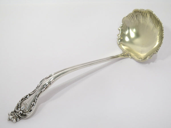 10.5 in - Sterling Silver Gilt Antique American Scroll Ladle