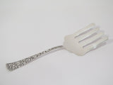 9.25 in - Sterling Silver Towle Antique Floral Repousse Wide Serving Fork