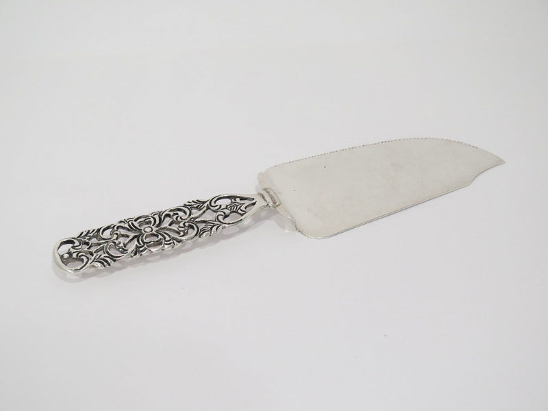 9 in - Sterling Silver Antique American Floral Openwork Cake/Pie Knife