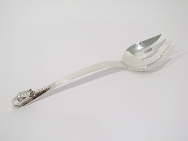 10 in - Sterling Silver Antique American Flower-Shaped Handle Tip Serving Fork