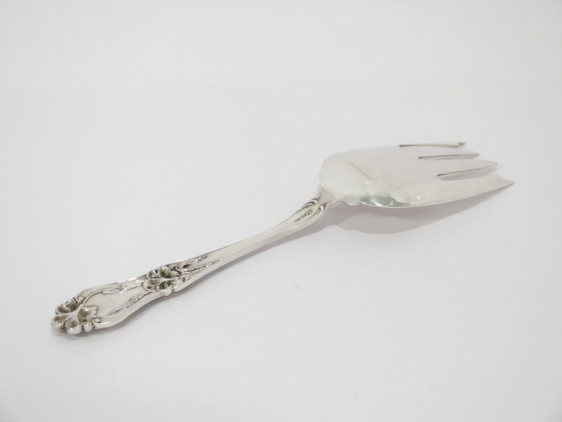 9 in - Sterling Silver Whiting Antique Lily Flower Serving Fork