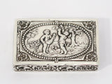 3" European Silver Gilt Inside Antique Continental Apple Picking Scene Snuff Box