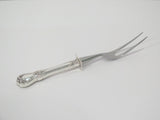 9 3/8 in - Sterling Silver Handle Steel Towle Antique Floral Carving Fork