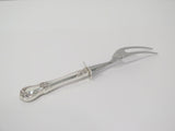 9 3/8 in - Sterling Silver Handle Steel Towle Antique Floral Carving Fork