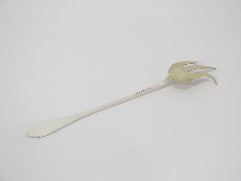 8.5" Sterling Silver Rogers Lunt & Bowlen Antique Shield Cornucopias Pickle Fork