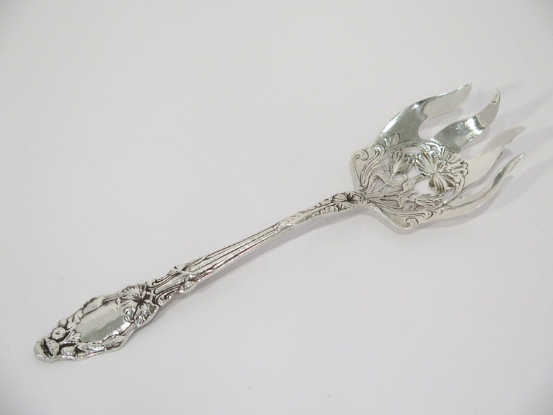 9 3/8 in - Sterling Silver Antique American Floral Serving Fork