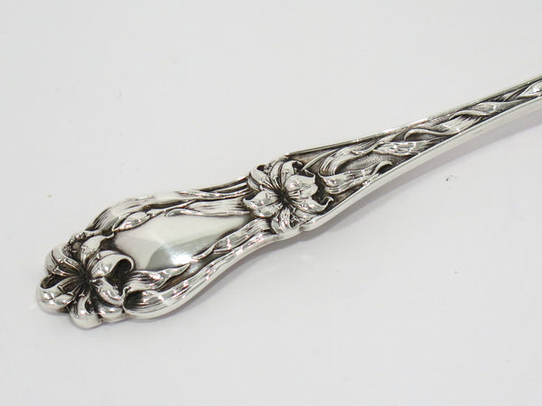 9 in - Sterling Silver Whiting Antique Lily Flower Serving Fork