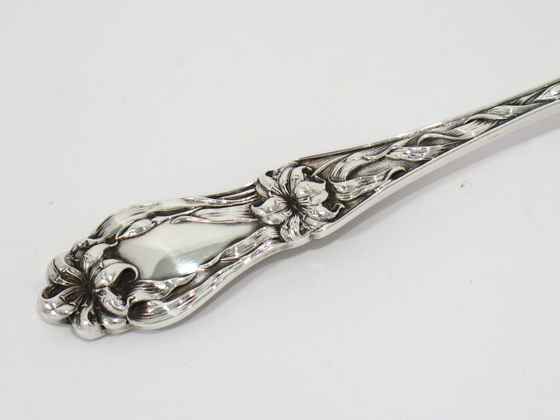 9 in - Sterling Silver Whiting Antique Lily Flower Serving Fork