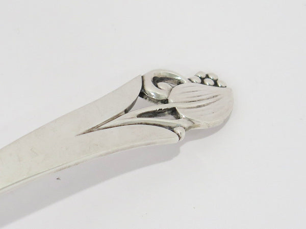 7 3/8 in - Sterling Silver Antique Continental Leaf Handle Tip Soup Spoon