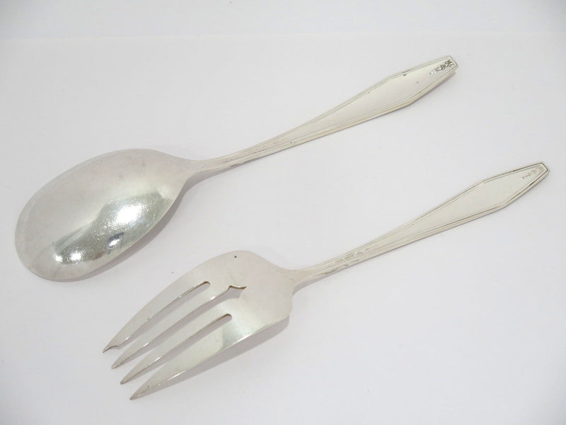 Sterling Silver State House Antique Serving Spoon & Fork Set