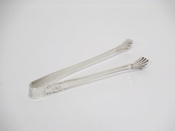 4 in - European Silver Antique Continental Scallop-Shaped Tips Sugar Tongs