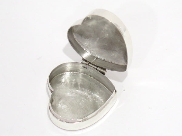 1 3/8 in - Sterling Silver Heart-Shaped Pill Case/Box