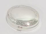 1 3/8 in - Sterling Silver Engraved Edge Oval Pill Case/Box