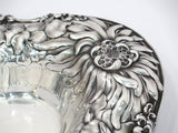 15 in Sterling Silver Gorham Antique 1904 Peony Oval Serving Bowl / Centerpiece