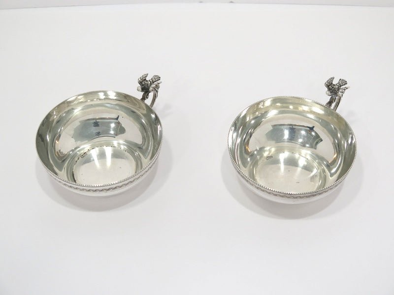 Pair of 5 in - 900 Silver Antique Continental Eagle-Decorated Handle Teacups