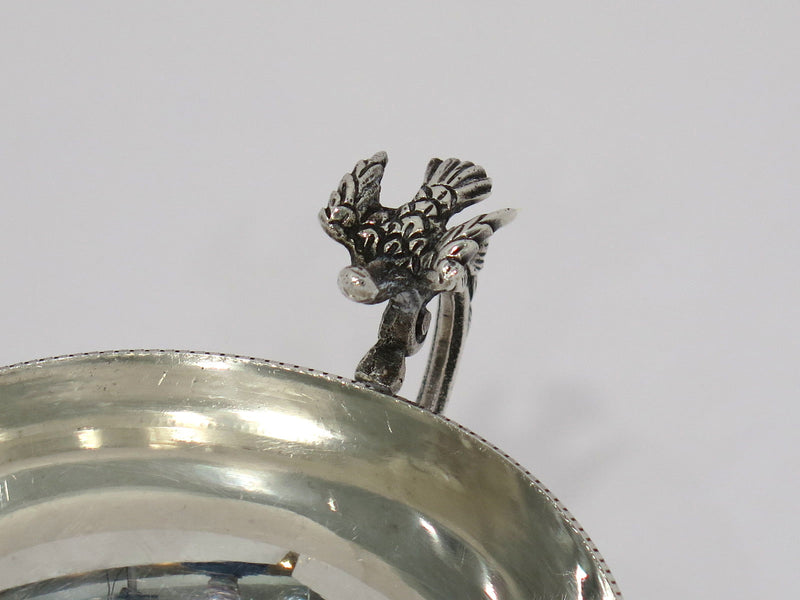 Pair of 5 in - 900 Silver Antique Continental Eagle-Decorated Handle Teacups