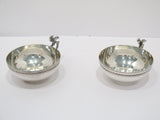 Pair of 5 in - 900 Silver Antique Continental Eagle-Decorated Handle Teacups