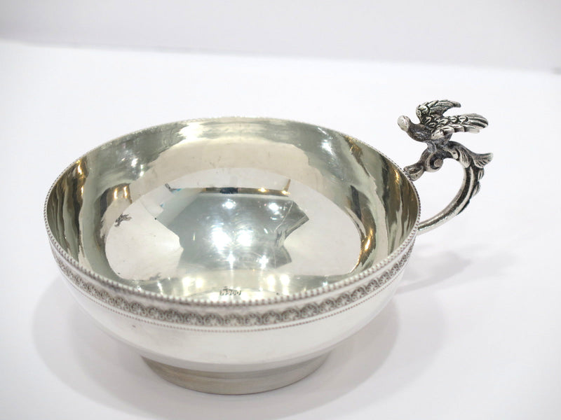 Pair of 5 in - 900 Silver Antique Continental Eagle-Decorated Handle Teacups
