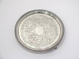 7" Sterling Silver Antique 18th Century English Heraldic Insignia Footed Salver