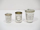 Set of 3 - Russian 84 Silver Antique Vodka Shot Cups