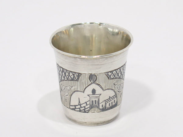 1 5/8 in - 84 Silver Black Enamel Antique Russian c. 1874 Vodka Shot Cup