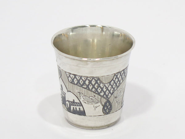 1 5/8 in - 84 Silver Black Enamel Antique Russian c. 1874 Vodka Shot Cup