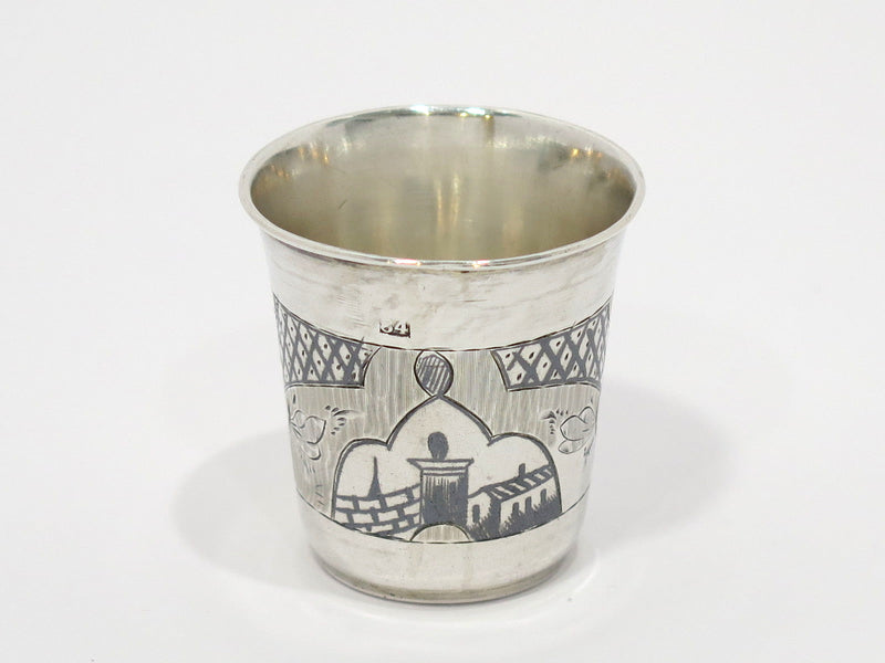 1 5/8 in - 84 Silver Black Enamel Antique Russian c. 1874 Vodka Shot Cup