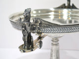 16.75 in - Sterling Silver John Wendt Antique Winged Lionesses Footed Platter