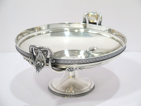 11" Sterling Silver Tiffany Antique 1854-1870 Ornate Handles Footed Serving Bowl