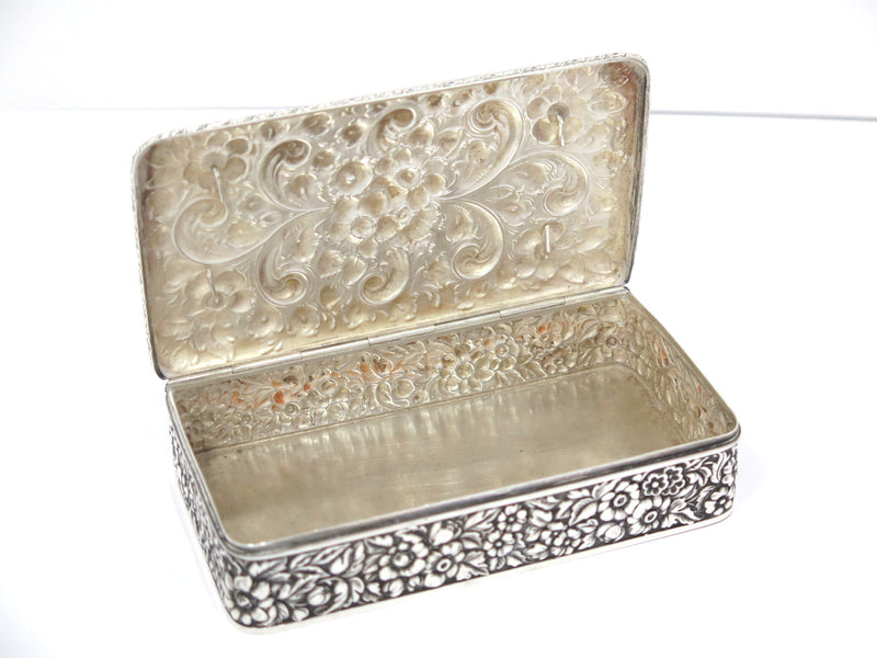 5.5 in - Sterling Silver Dominick & Haff Antique Floral Repousse Box