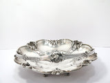 10.5 in - Sterling Silver Antique English Flower-Shaped Engraved Griffin Basket