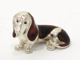 1 3/8 in - Sterling Silver Enamel Vintage Italian Basset Hound Figurine