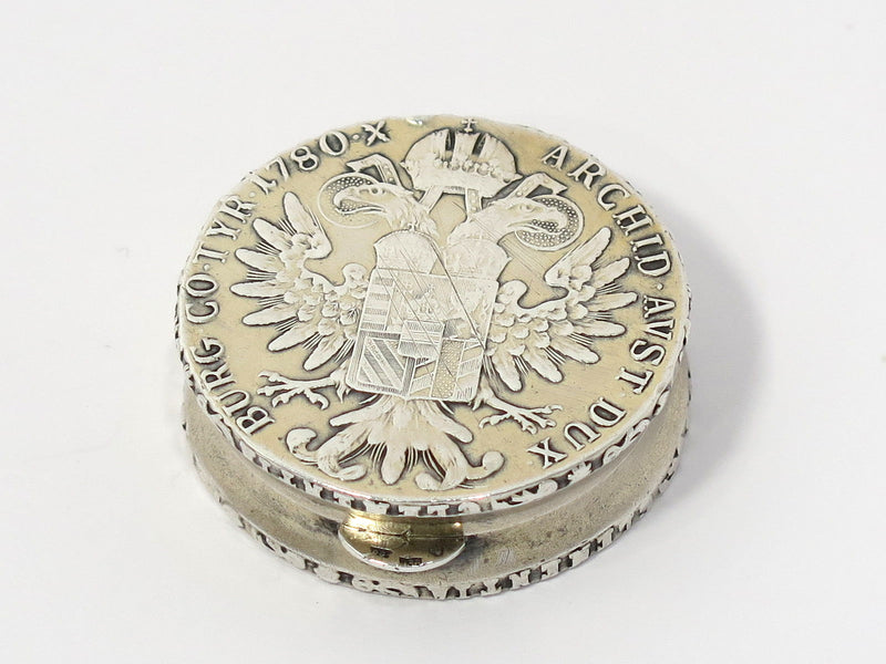 1 5/8 in - European Silver Antique Maria Theresa Thaler Pill Case/Box