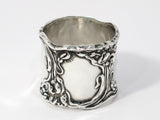 1.75 in - Sterling Silver Antique American Art Nouveau Floral Napkin Ring
