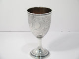 6 in - Coin Silver Gilt Interior Antique American Floral Goblet