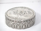 4 7/8 in - Sterling Silver Antique German Cherubs Round Box